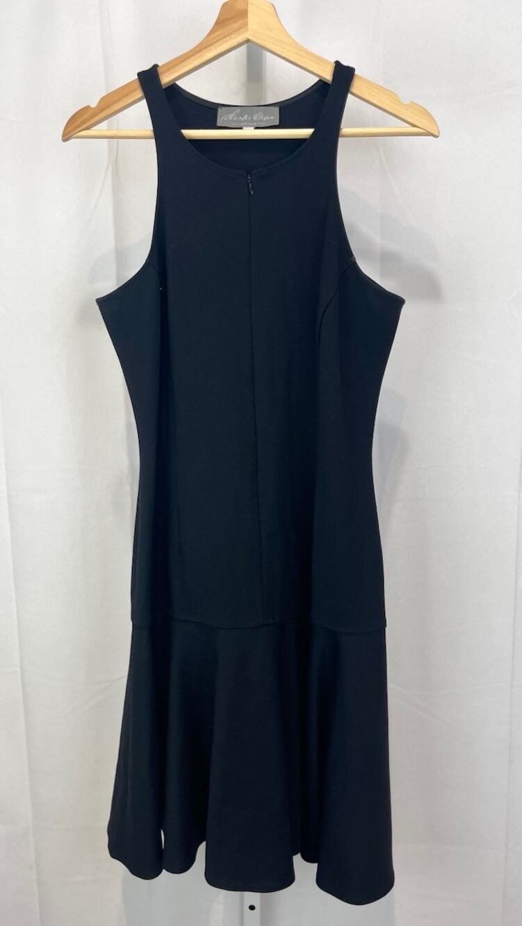 HUNTER DIXON Size L New York Fit and Flare Dress Sleeveless Zip Front Black